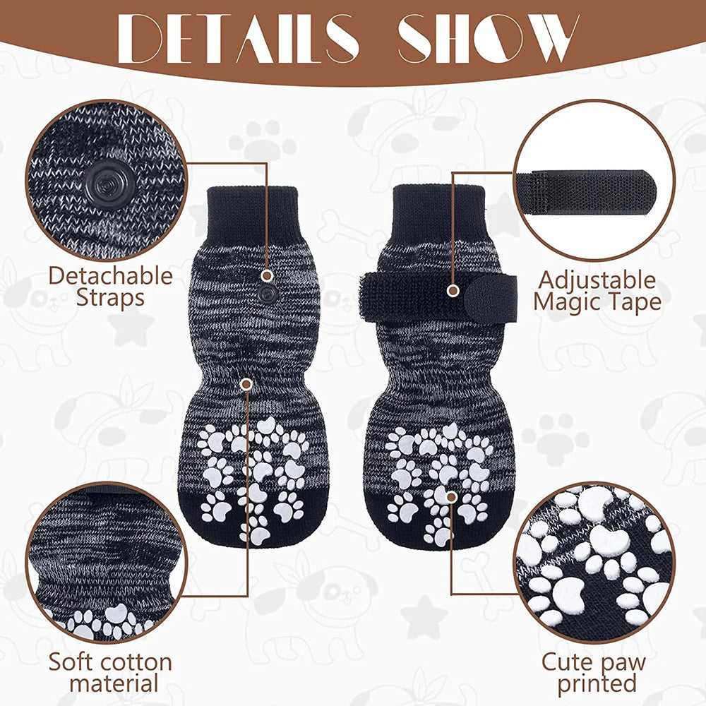 4PCS Pet Shoes, Dog'S Foot Covers, Adjustable Indoor and Outdoor Non-Slip Socks for Pets.