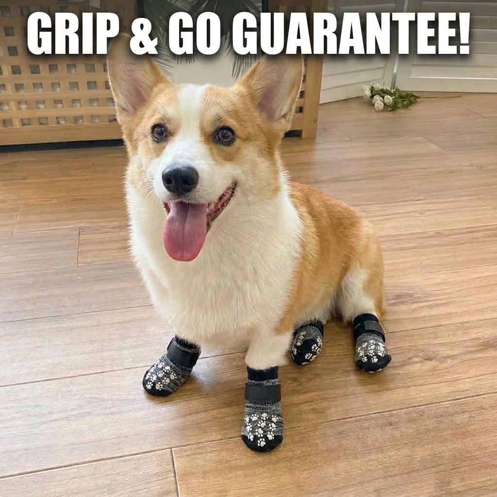 PawMotion™ Traction Socks — Non-Slip Grip Socks for Dogs (Set of 4)